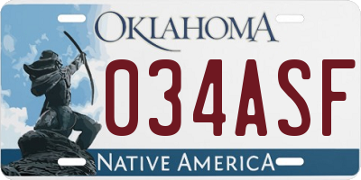 OK license plate 034ASF