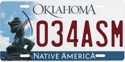 OK license plate 034ASM