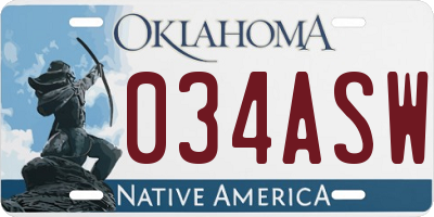 OK license plate 034ASW