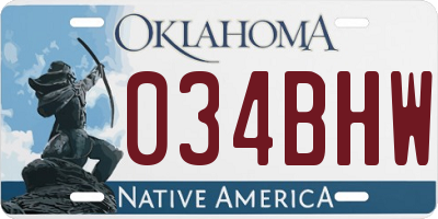 OK license plate 034BHW