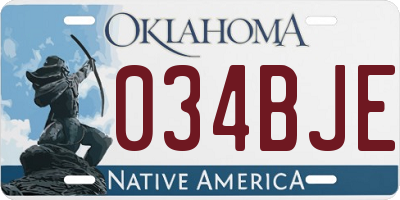OK license plate 034BJE