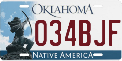 OK license plate 034BJF
