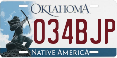 OK license plate 034BJP