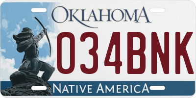OK license plate 034BNK