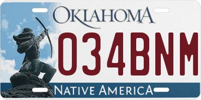 OK license plate 034BNM