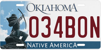 OK license plate 034BON