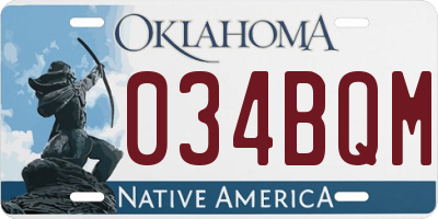 OK license plate 034BQM