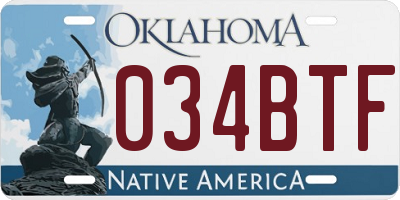 OK license plate 034BTF
