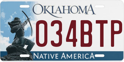 OK license plate 034BTP