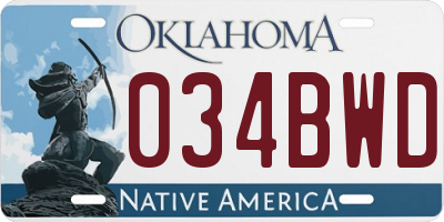 OK license plate 034BWD