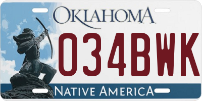 OK license plate 034BWK