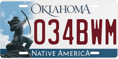 OK license plate 034BWM
