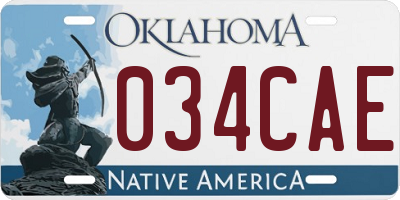 OK license plate 034CAE