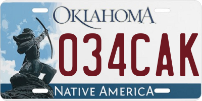 OK license plate 034CAK