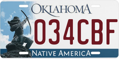 OK license plate 034CBF