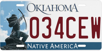 OK license plate 034CEW