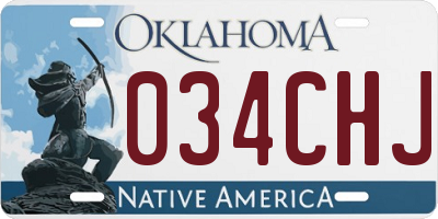 OK license plate 034CHJ