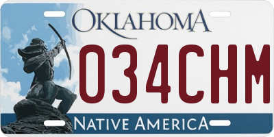 OK license plate 034CHM