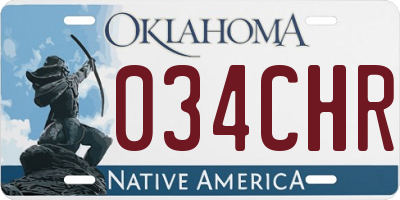 OK license plate 034CHR