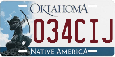OK license plate 034CIJ