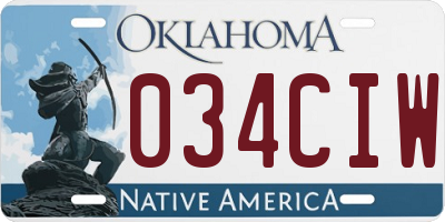 OK license plate 034CIW