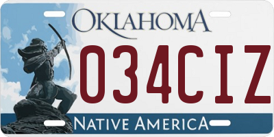 OK license plate 034CIZ