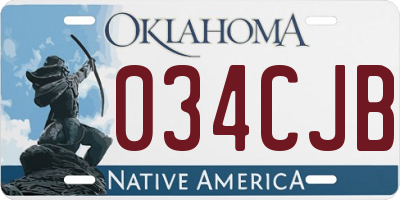 OK license plate 034CJB