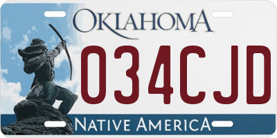 OK license plate 034CJD
