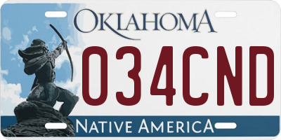 OK license plate 034CND