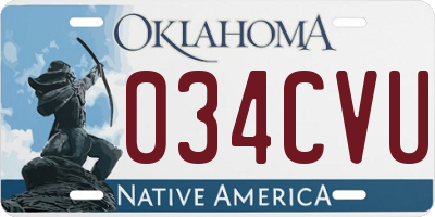 OK license plate 034CVU