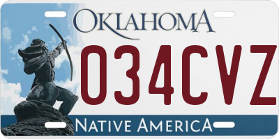 OK license plate 034CVZ