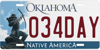 OK license plate 034DAY