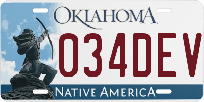 OK license plate 034DEV
