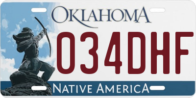 OK license plate 034DHF