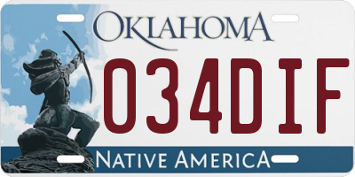 OK license plate 034DIF