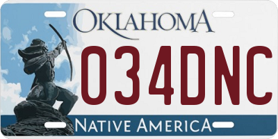 OK license plate 034DNC