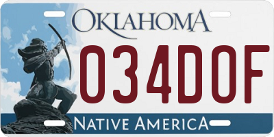 OK license plate 034DOF