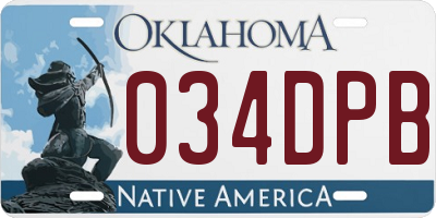 OK license plate 034DPB