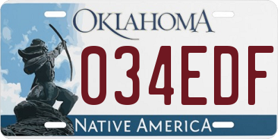 OK license plate 034EDF