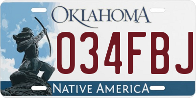 OK license plate 034FBJ