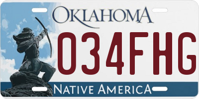 OK license plate 034FHG