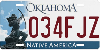 OK license plate 034FJZ