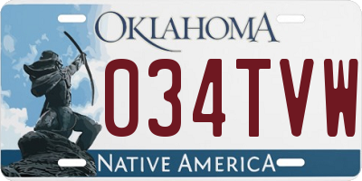 OK license plate 034TVW