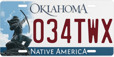 OK license plate 034TWX