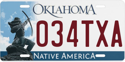 OK license plate 034TXA