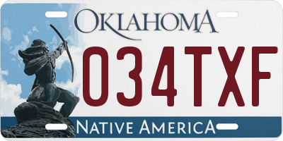 OK license plate 034TXF