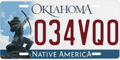 OK license plate 034VQO