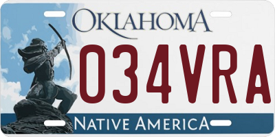 OK license plate 034VRA