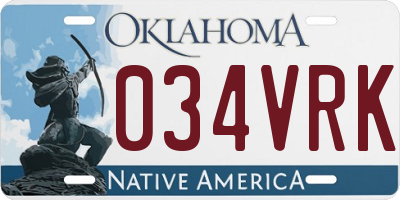 OK license plate 034VRK