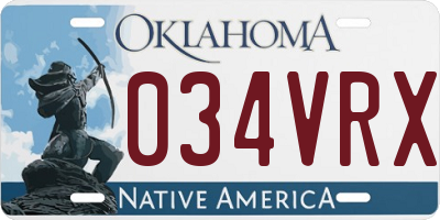 OK license plate 034VRX